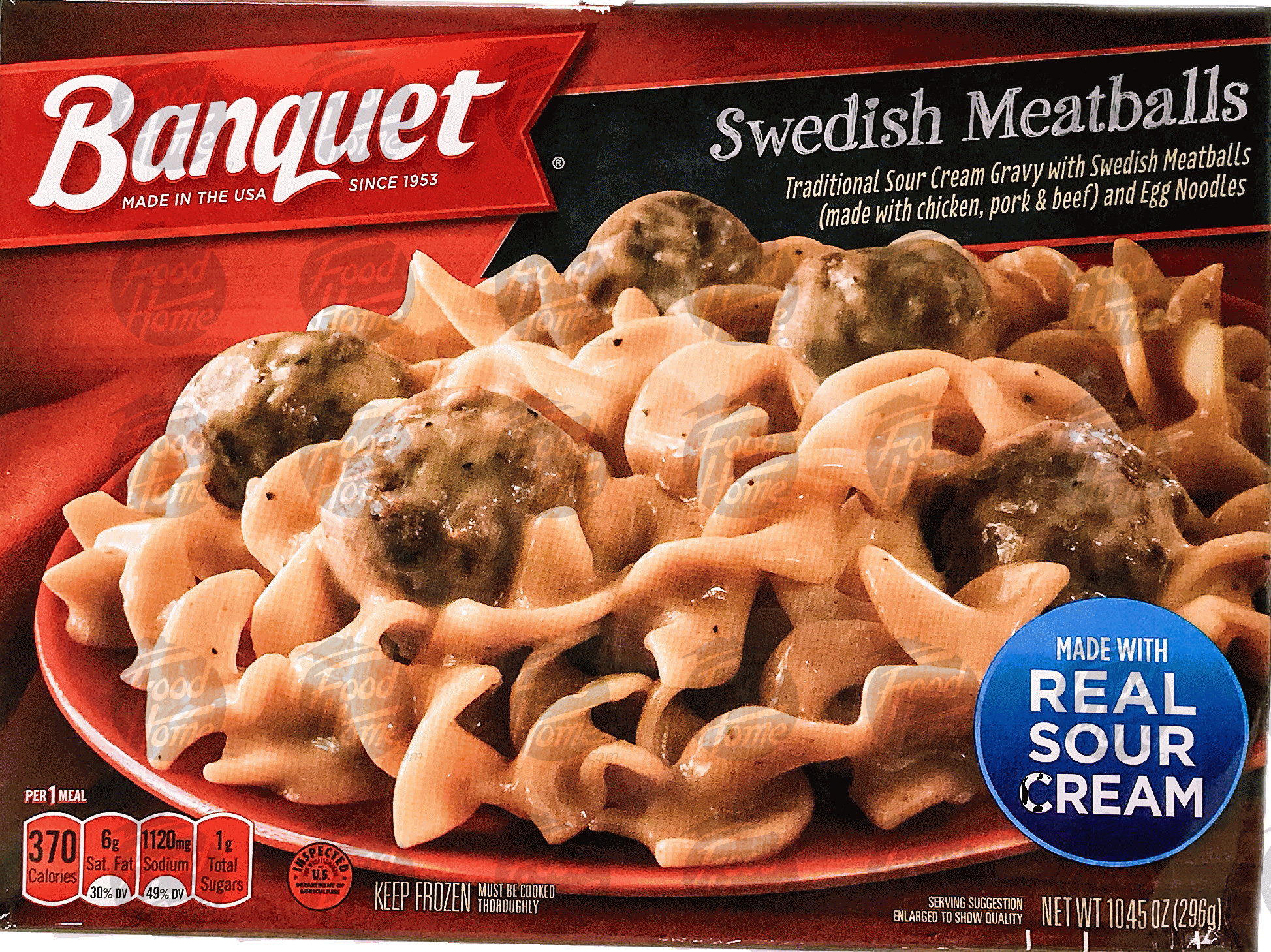 Banquet  swedish meatballs, sour cream gravy, meatballs, and egg noodles Full-Size Picture